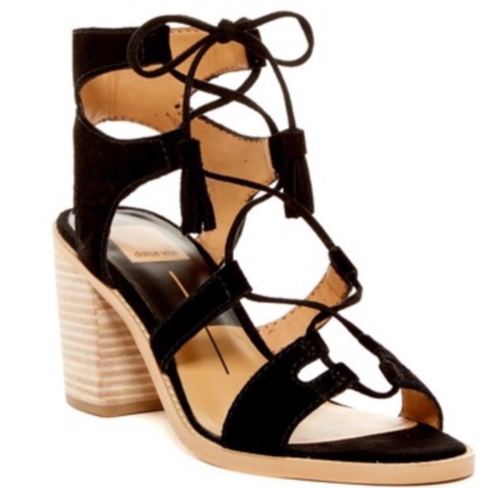 Dolce Vita Mindi black suede tassel heeled sandal